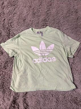 adidas Trefoil Crop Tee in Mint Green